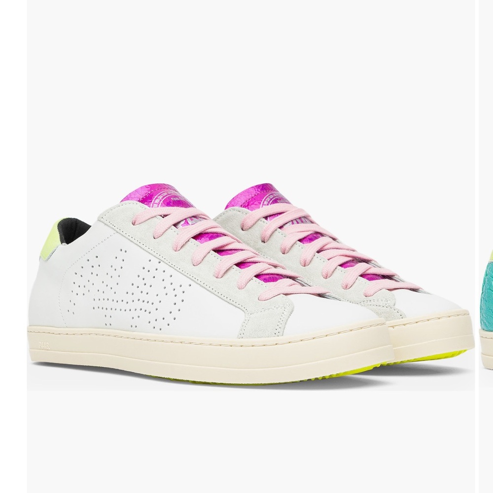 P448 John Sneakers in White, Pink, and Green sz 39 - Picture 6 of 12